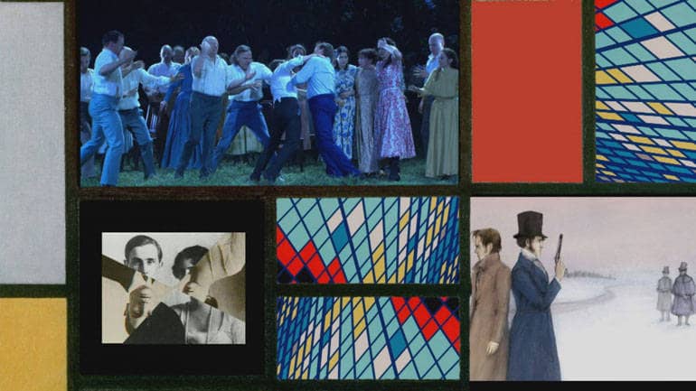 Eine Collage, die Szenen aus Opern darstellt