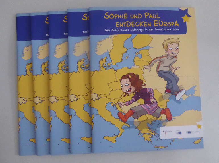 Die Broschüre "Sophie und Paul entdecken Europa"