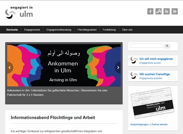 Screenshot der Internetseite www.engagiert-in-ulm.de