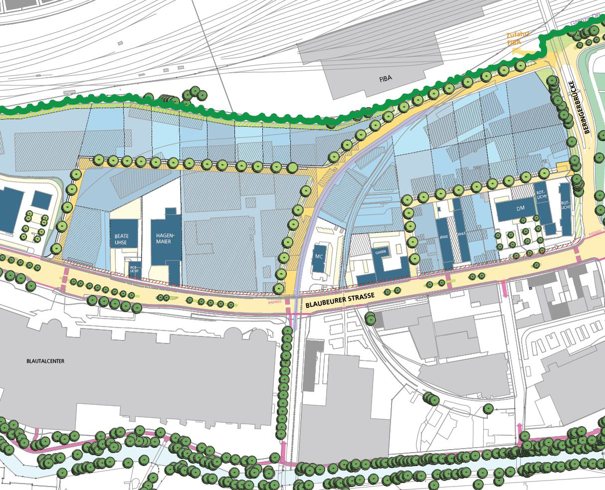 Ausschnitt Rahmenplan Gewerbegebiet nördlich der Blaubeurer Straße