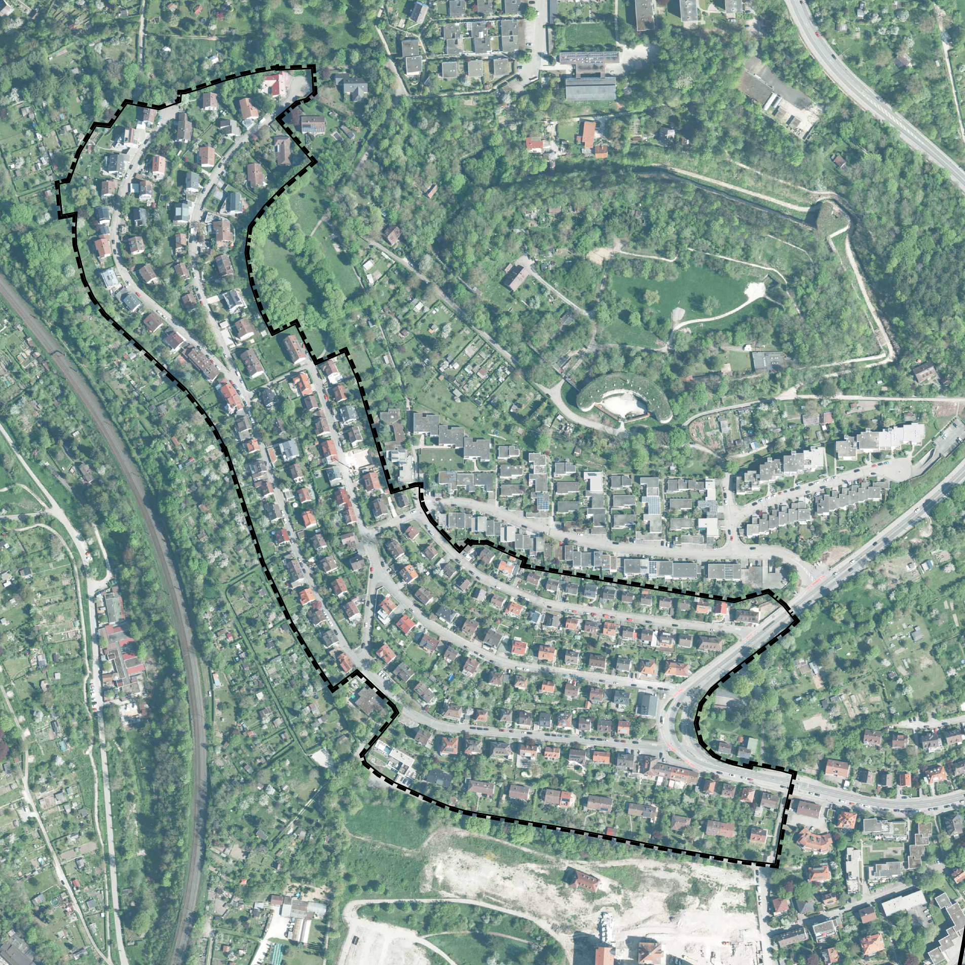 Luftbild mit Umgriff Rahmenplan Westlicher Safranberg