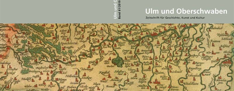 Eine alte, von Hand gemalte Landkarte ist auf der Titelseite des Bandes 61 von "Ulm und Oberschwaben" abgedruckt.