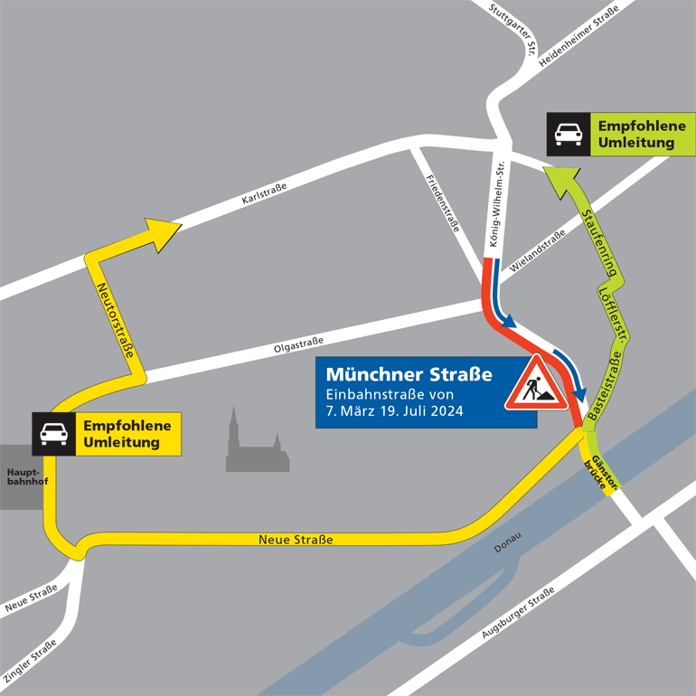 Infografik der Verkehrsführung in der Münchner Straße