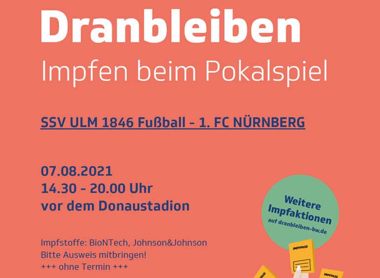 Plakat für die Impfaktion beim DFB-Pokalspiel