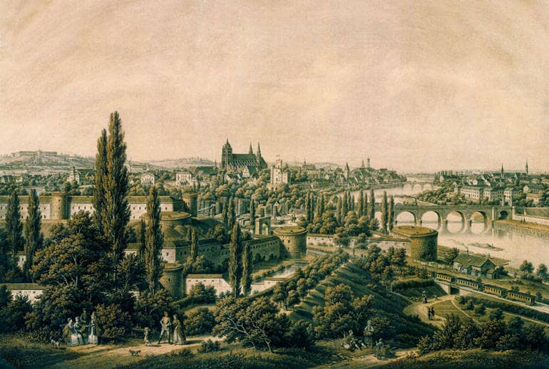 Historisches Postkarte der Ulmer Festungsanlagen