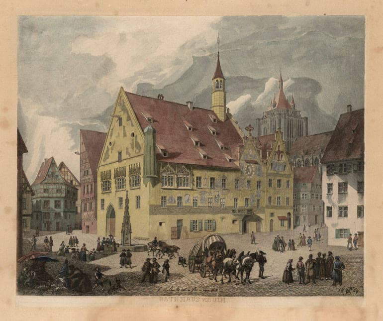 Historische Ansicht des Ulmer Rathauses