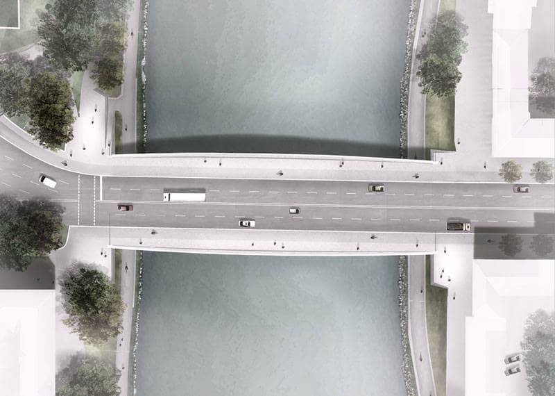 Visualisierung der neuen Gänstorbrücke, die über die Donau führt