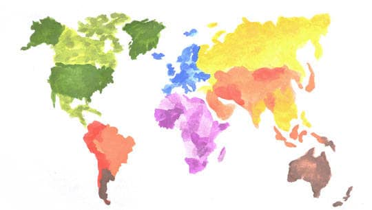 Weltkarte mit allen Kontinenten