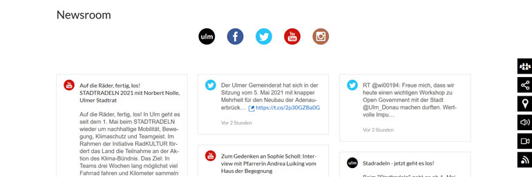 Ein Screenshot des Newsroom auf ulm.de
