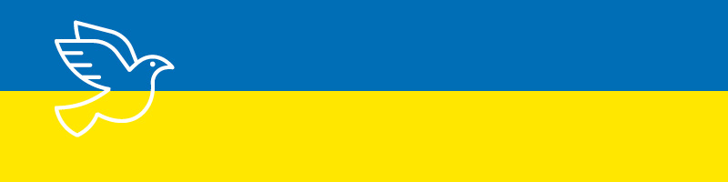 Nationalfarben der Ukraine und eine weiße Taube